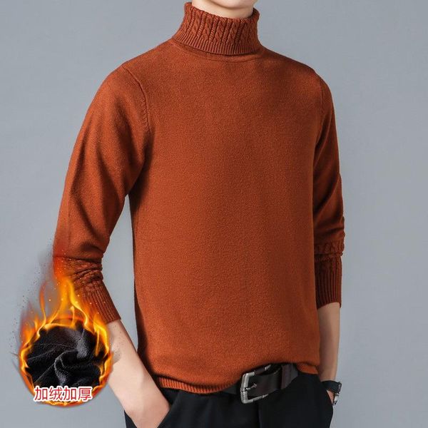 

men's sweaters 2021 sweater winter half high neck fall personality knitwear pure color stretch, White;black