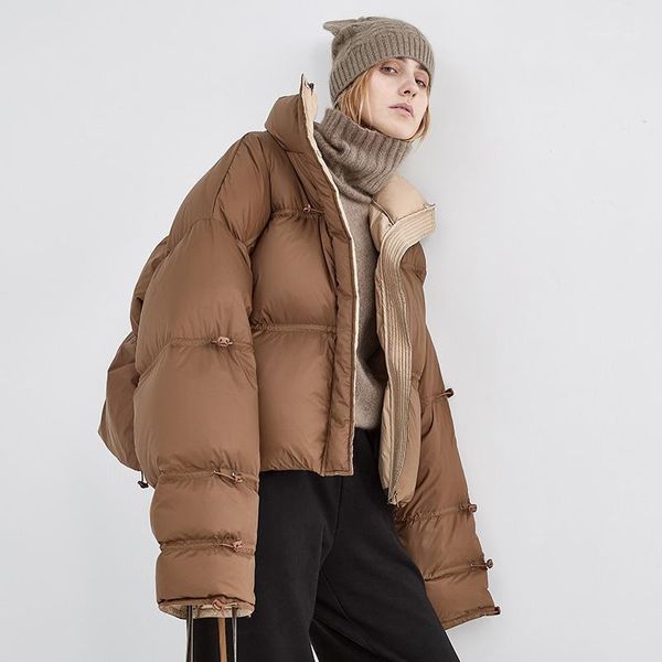 

janveny women winter down jacket thicken warm 90% white duck down coat women's parkas loose short female coat snow outwear1, Black