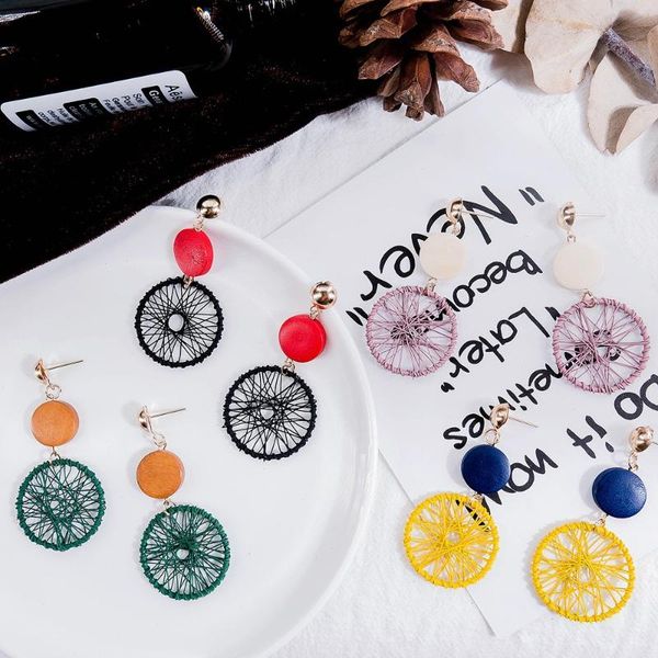 

stud dream catcher girl earrings female korean personality versatile temperament holiday ferris wheel, Golden;silver