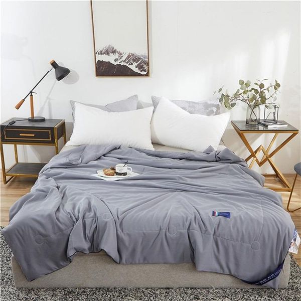 

solid colors washed tencel soft summer cool air condition quilt quilted breathable cozy bedspread bedding for sofa office car