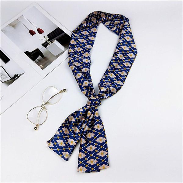 

new fashion shawl foulard femme kerchief hair head spring neckerchief women bandana chiffon silk hijabs long scarves wraps wmtjfs bdesybag, Blue;gray