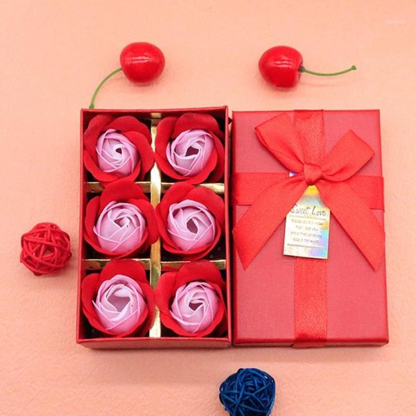 

decorative flowers & wreaths flower wedding decoration 6pc rose bath soap petal with gift box for birthday valentine's day love gift1