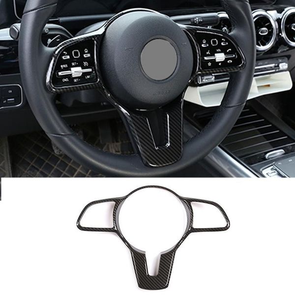 

car carbon fiber abs steering wheel decoration frame trim cover for a b c e cla glc gle cls class1