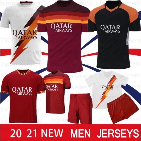 

20 21 as roma soccer jerseys kolarov 2020 2021 totti maglia da calcio dzeko football shirt de rossi mens kids kit uniforms kluivert, Black;yellow
