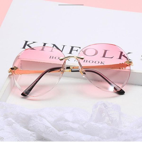 

sunglasses women rimless pilot gradient lens uv400 protection aviation ladies, White;black