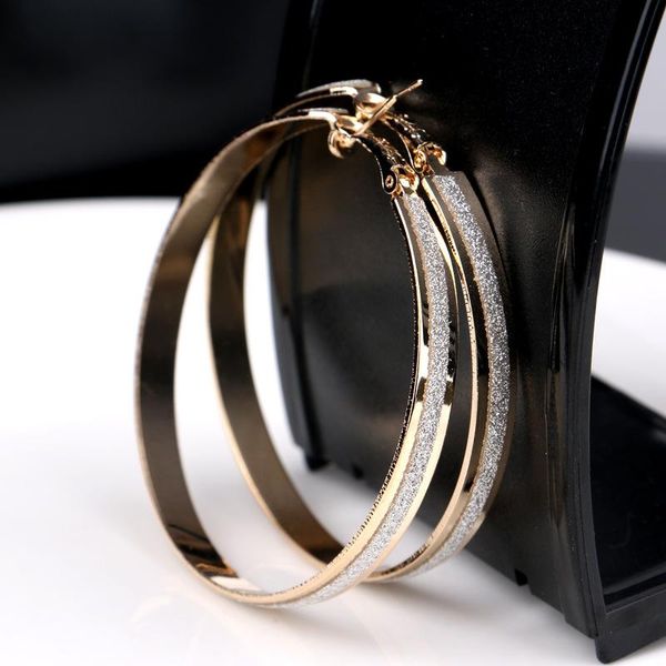 

hoop & huggie fashion big circle round pierced earrings matte chic ear hoops for women party brincos gift, Golden;silver