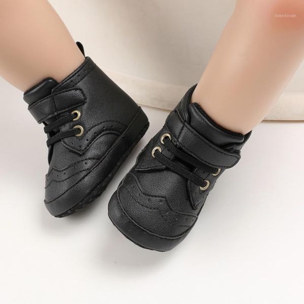 

infant boys girls high-ankle sneakers sport shoes anti-slip soft sole newborn first walkers shoes1, Black