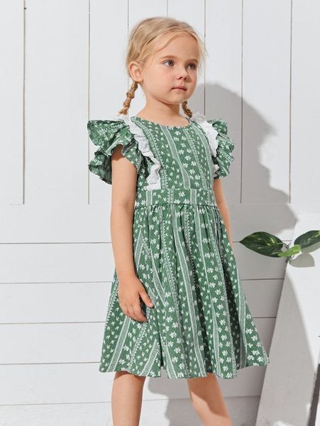 

toddler girls ruffle trim schiffy dress she, Red;yellow