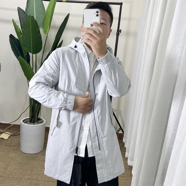 

autumn winter medium long jacket, hooded design, casual and versatile men's windbreaker, Tan;black