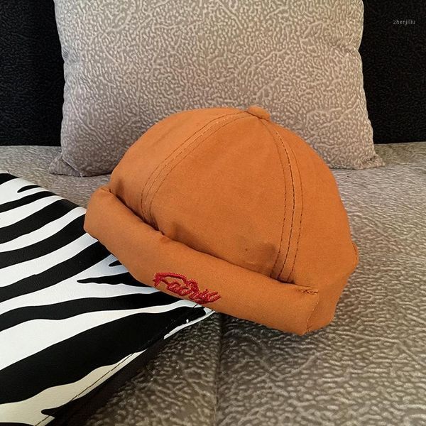 

beanies fashion letters embroidery literary sailor landlord cap men women adjustable brimless hip hop retro skull breathable beanie1