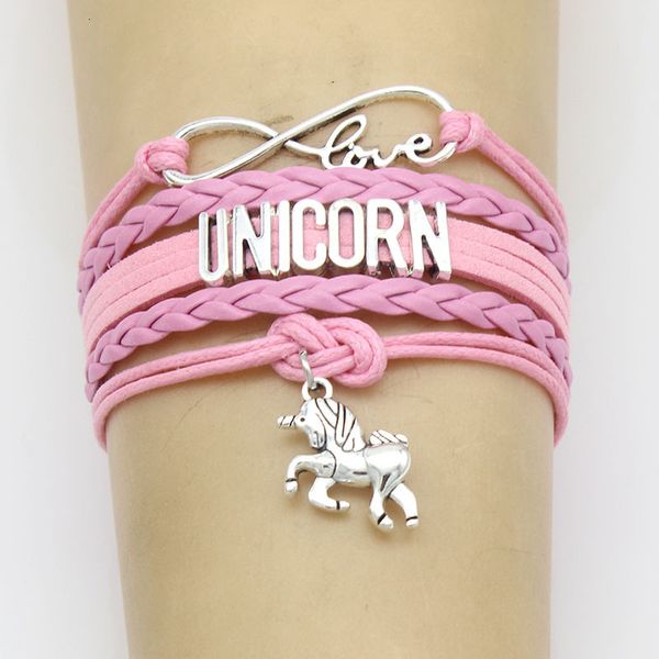 

letter hand pendant woven bracelet unicorn, Silver