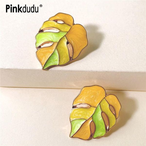 

dangle & chandelier pinkdudu fashion flower leafs earrings female enamel green plant statement drop for women party jewelry gifts pd209, Silver