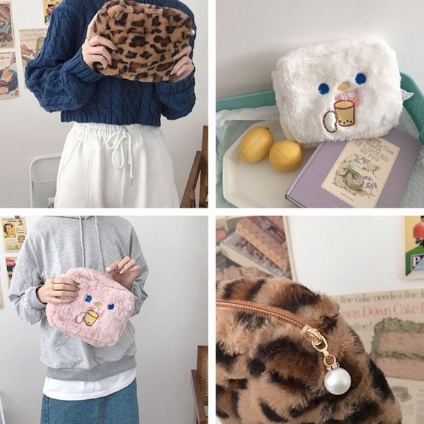 

cute bear plush embroidery cosmetic pouch makeup bag toiletry bag