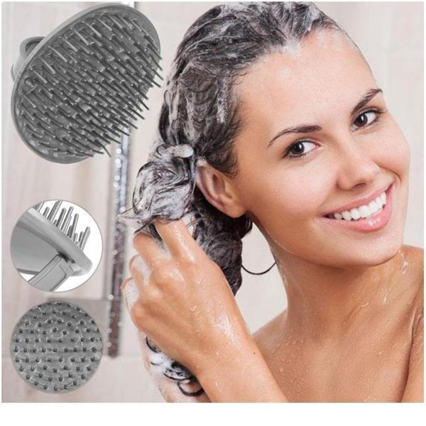 

shower hair shampoo brush comb sile massage scalp anti-skid hairbrush shampoo massage comb bath and scalp massager h bbyxlj, Silver