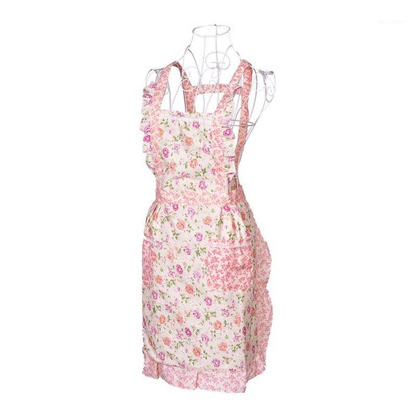 

aprons cooking apron printing dress with pockets ladies pinafore house kitchen supplies1