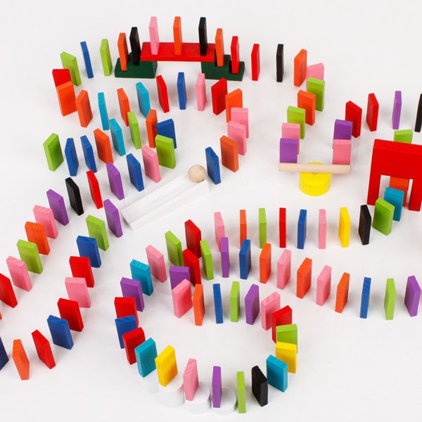 

100 pcs/set wooden domino institution accessories organ blocks rainbow jigsaw educational toys for children