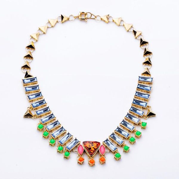 

pendant necklaces bohemian fashion jewelry geometric luxury two-tone for women exquisite glass acrylic charm necklace trendy accessories, Silver