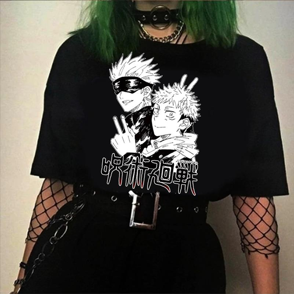 

harajuku t shirt jujutsu kaisen o neck mens t shirt women short sleeve anime tshirts casual clothes y2k t shirt, White