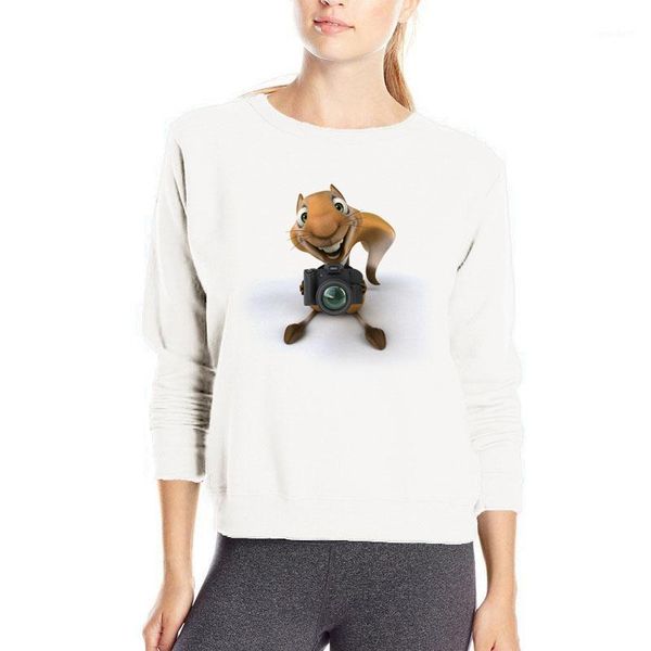 

women's hoodies & sweatshirts little squirrel taking pictures lovely women design harajuku streetwear soft cotton clothes brand 3d swea, Black