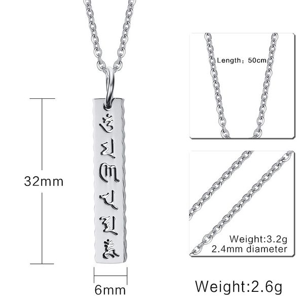 

qwc ln68 stainless steel necklace sell gold color single 32mm six character truth gift women jewelry q1209, Bronze;silver
