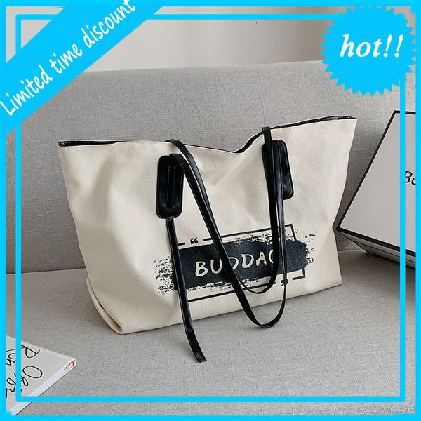

yuansufeng college students' class bag canvas women's 2020 new fashion versatile one shoulder large capacity tote