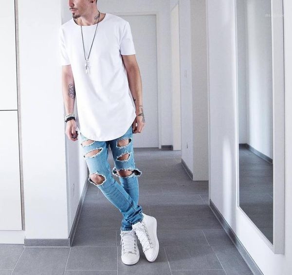 

wholesale- 2016 summer men short sleeve extended hip hop t shirt oversized tyga kpop swag clothes men's casual streetwear camisetas1, White;black