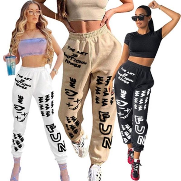 

women's pants & capris tnnaoff hight waist sweatpants for women fall winter fashion letter print joggers fitness streetwear loose casua, Black;white