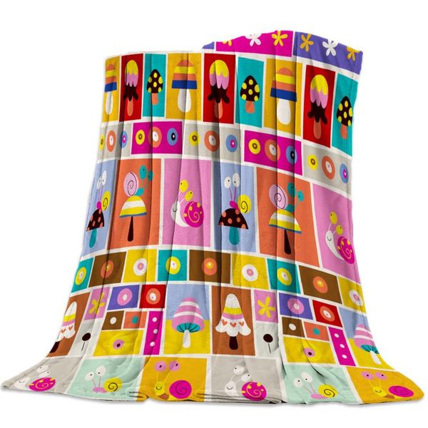 

cartoon animal snail mushroom flower flannel blanket portable soft throw blanket warm microfiber blankets for beds