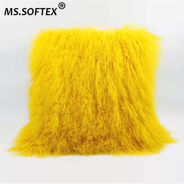 

natural lamb fur cushion cover mongolian lamb fur pillowcase long plush hair custom made ms.softex
