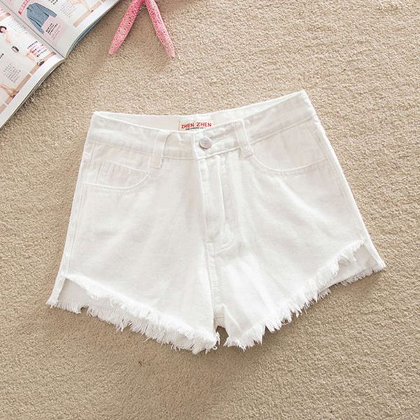 

korean denim shorts women's summer short back high waist a-line raw edge large loose student wide leg pants curling, Blue