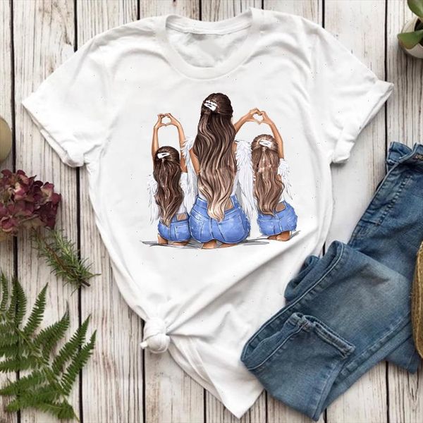 

women t shirts 90s fashion mom mother daughter printing mama cartoon ladies print graphic t lady shirt female tee shirt, White