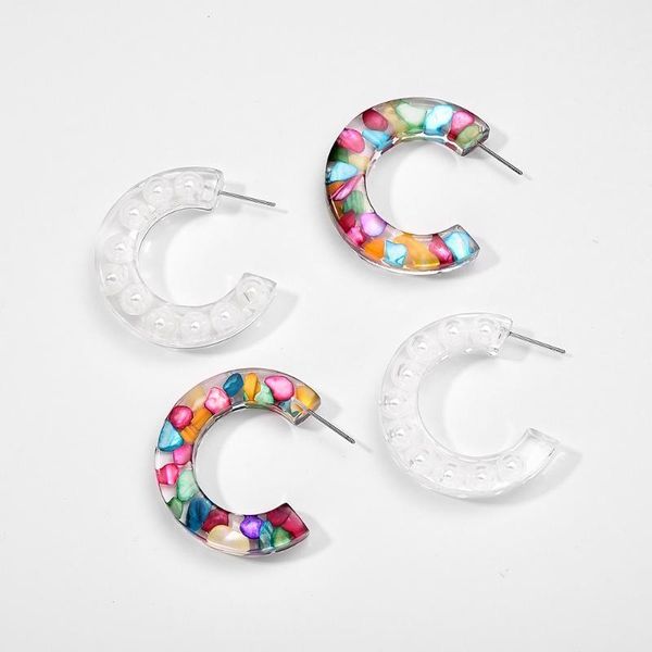 

lalynnly colorful resin cricle hoop earrings for women jewelry fashion imitation pearls big circle earrings brinco girls e78511, Golden;silver