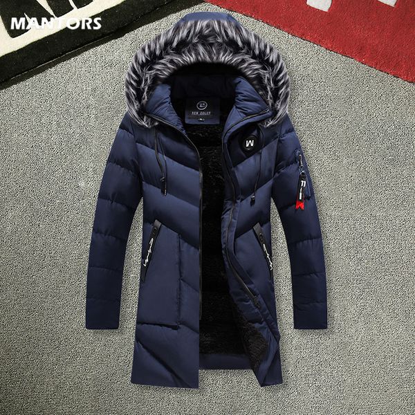 

men parkas fur hooded jacket winter cotton padded parka coats mens thick warm windbreaker brand clothing fashion overcoats 201119, Black