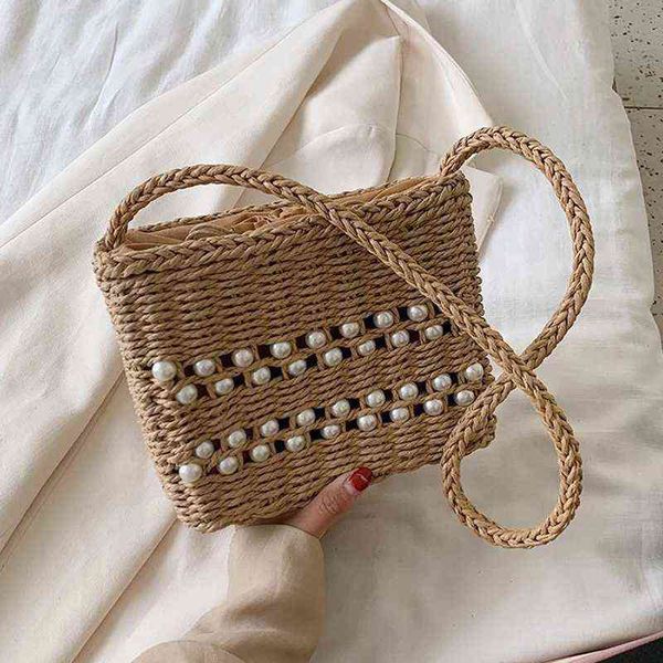 

shopping bags beach straw crossbody for women new handmade woven vacation handbag ladies shoulder bag sac a main 220309