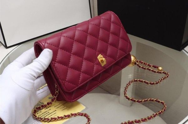 

новый роскошный топ хот-художественный дизайнер classic trend женские овчины золотой шар обедают цепь чистая красная сумка классический ручн