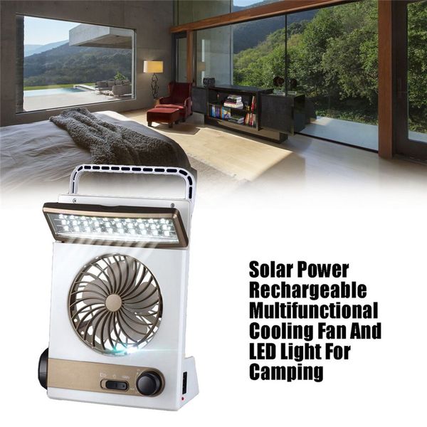 

solar power led fan 2000mah rechargeable multifunctional cooling led light tent lantern lamp cooler mini fan for camping dhl fast deliver
