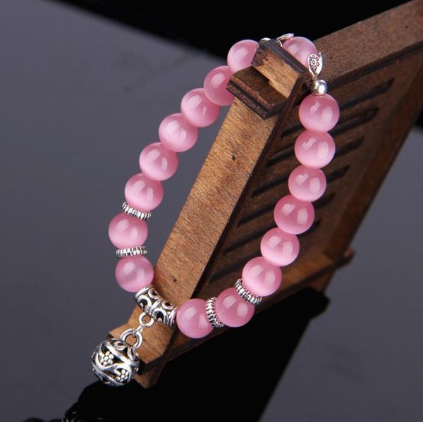 

stone blue round tiger bracelets natural beads elasticity rope men women bracelet, Silver