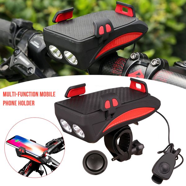 

4fds2awmulti-functional bicycle light mobile phone riding headlight horn 2000mah charging fixed holder