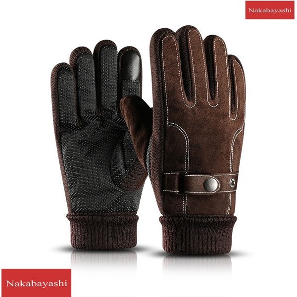 

men's winter riding pigskin warm motorcycle thickened plush cycling student 1 cotton gloves