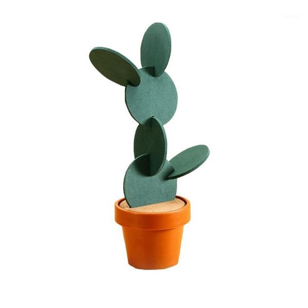 

creative cactus round silicone pattern hollow insulation pad anti-slip mat1