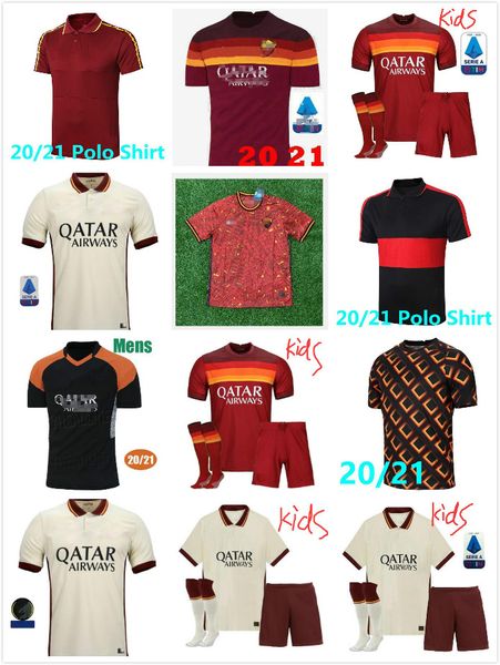 

thai as maillot roma soccer jersey de rossi dzeko zaniolo rome totti perotti jerseys 19 20 21 football kit shirt 2020 men + kids, Black;yellow