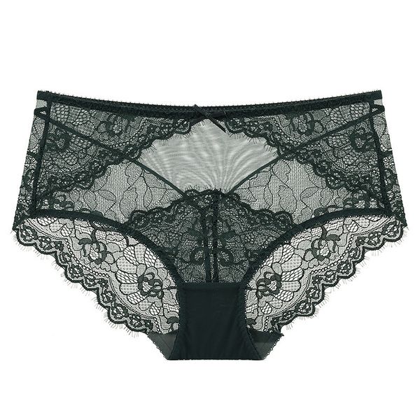 

manufacturers selling new lady transparent lace underwear large size comfortable tall waist briefs c1211, Black;white