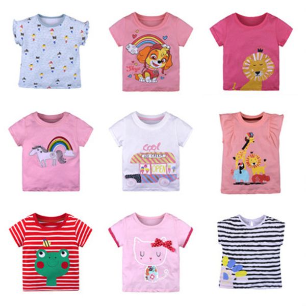 

kids summer girls t-shirts children's clothing unicorn t-shirts for girls cartoon printed baby girls tee baby costume y200704, Blue