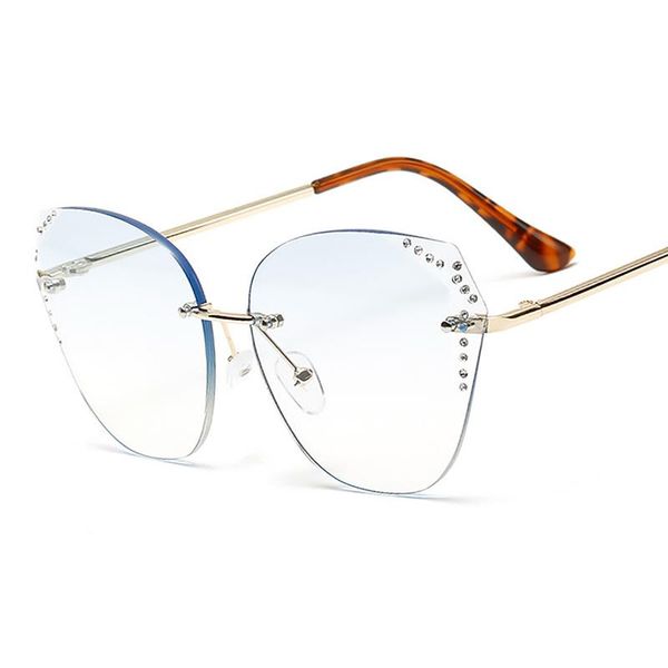 

sunglasses fashion cat eye women 2021 designer mirror rimless sun glasses ladies gradient shades female eyeglasses, White;black