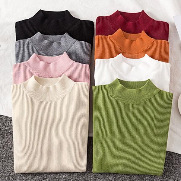

soft winter sweater neck high sleeve long sleeve cashmere sweater tissue autumn strong body1, Black