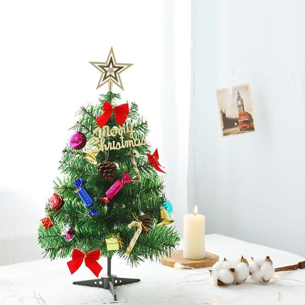 

christmas decorations 50cm pvc mini tree with decoration accessories + xmas light string year