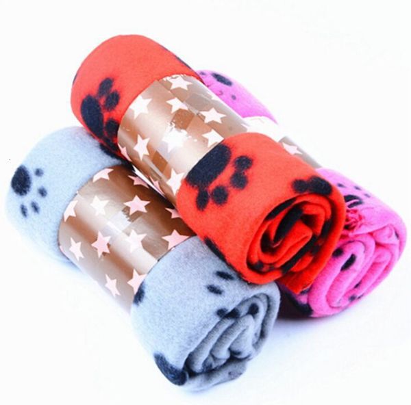 

soft cute pet dog cat blanket paw prints warm fleece mat bed cover mix colors choose hipping