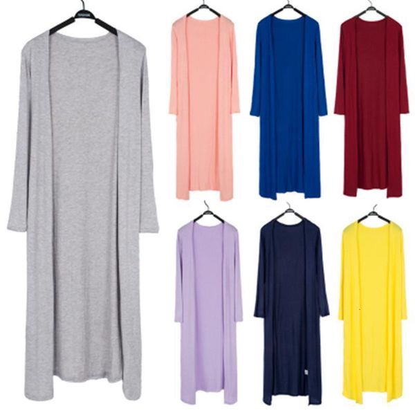 

2021 womens long casual long modal cotton sweater cardigan soft comfortable strong solid loose thin cardigan korean fashion, White;black