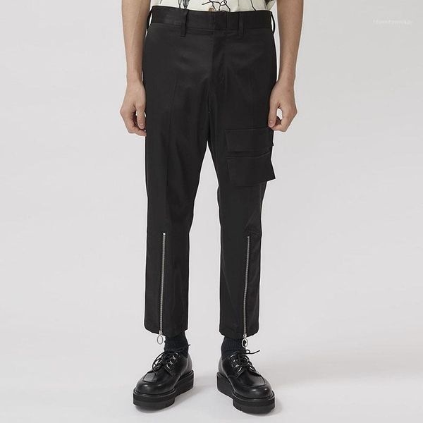 

men's pants s-7xl2021 men's casual nine split zipper stitching slimming1, Black
