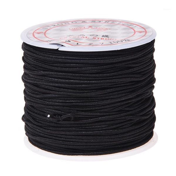 

1 roll 24m long black round elastic beading thread cord 1mm1, Black;white